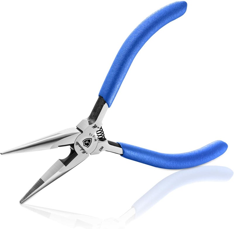 mshandto Needle Nose Pliers, Long Nose Pliers for Wire Bending, High Carbon Steel Needle Nose Plier, Serrated Jaw Pliers for Jewelry Making Electronics Repair Object Grasping Craft Making - Image 1